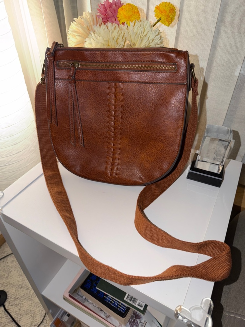 Leather Crossbody Bag - Brown